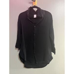 Chic Kona Sol Black Gauzy Button-Down Top - Women's Size S
